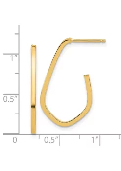 Promo 🛒 14K Yellow Gold Polished Geometric Shaped J-Hoop Post Earrings by Belk & Co. 🔥 -DealsBelk & Co. Store Belk 24935