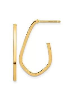 Promo 🛒 14K Yellow Gold Polished Geometric Shaped J-Hoop Post Earrings by Belk & Co. 🔥 -DealsBelk & Co. Store Belk 24936