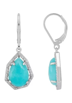 Wholesale 🔔 Amazonite and White Topaz Earrings in Sterling Silver by Belk & Co. 👍 -DealsBelk & Co. Store Belk 24956