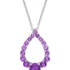 Wholesale 😉 1.91 ct. t.g.w. Amethyst and African Amethyst Graduated Open Teardrop Pendant with Chain in Sterling Silver by Belk & Co. 😉