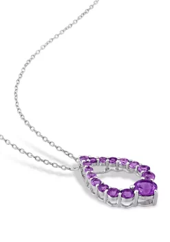 Wholesale 😉 1.91 ct. t.g.w. Amethyst and African Amethyst Graduated Open Teardrop Pendant with Chain in Sterling Silver by Belk & Co. 😉 -DealsBelk & Co. Store Belk 24968