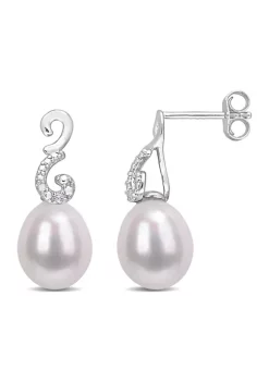 Cheapest 🤩 8-8.5mm Freshwater Cultured Pearl and Diamond Accent Peacock Drop Earrings in Sterling Silver by Belk & Co. ✔️ -DealsBelk & Co. Store Belk 24989