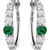 Coupon ✔️ 1/2 ct. t.w. Nano Emerald and 5/8 ct. t.w. Created White Sapphire Hoop Earrings in Sterling Silver by Belk & Co. 👏