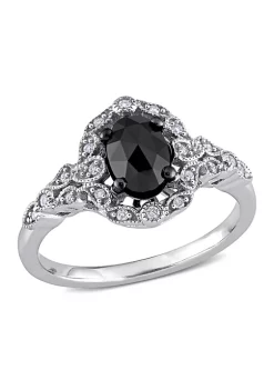 Promo ๐ 1 ct. t.w. Black and White Diamond Cluster Ring in 14k White Gold by Belk & Co. โ