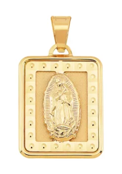 Best reviews of 🎁 14K Yellow Gold Square Frame Guadalupe Medal Pendant by Belk & Co. ❤️