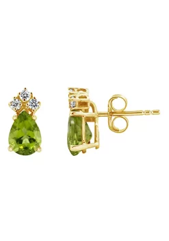 Coupon ๐งจ 14K Gold 7x5 Pear Shape Peridot 1/8 Cttw Diamond Earrings by Belk & Co. โจ