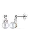 Flash Sale ✨ Pearl and 1/10 ct. t.w. Diamond Accent Twist Earrings in 10K White Gold by Belk & Co. ❤️