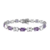 Wholesale 🔥 Lab Created 19.70 ct. t.g.w. Amethyst and Created White Sapphire Oval Link Bracelet in Sterling Silver by Belk & Co. ❤️