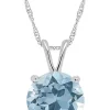 Coupon 🔔 Sterling Silver 8mm Round Sky Blue Topaz Pendant Necklace by Belk & Co. ✔️