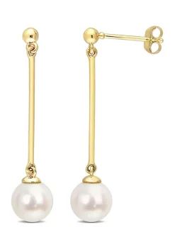 Outlet 😍 7-7.5mm Cultured Freshwater Pearl and Chain Drop Earrings in 10k Yellow Gold by Belk & Co. 😀 -DealsBelk & Co. Store Belk 25128