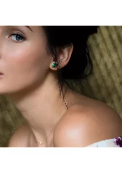 Hot Sale ⌛ Lab Created 3.40 ct. t.g.w. Created Emerald Bezel Style Square Stud Earrings in Sterling Silver by Belk & Co. 🧨 -DealsBelk & Co. Store Belk 25138