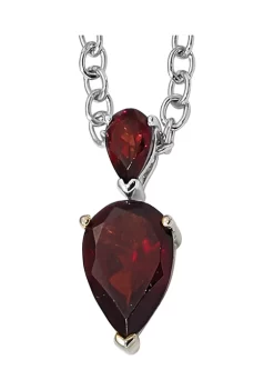 New 🎁 1.55 ct. t.w. Garnet Necklace in Sterling Silver and 14K Gold True Two-Tone Accent by Belk & Co. 🛒