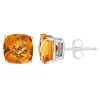 Outlet ⌛ Sterling Silver 8mm Cushion Citrine Stud Earrings by Belk & Co. ⌛