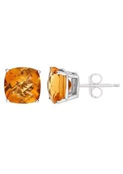 Outlet โ Sterling Silver 8mm Cushion Citrine Stud Earrings by Belk & Co. โ