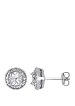 Flash Sale 🧨 1/10 ct. t.w. Diamond Accent Circle Halo Earrings in Sterling Silver by Belk & Co. 👏