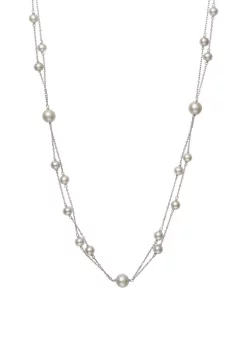 Wholesale ✔️ White Cultured Freshwater Pearl Station Necklace in Sterling Silver by Belk & Co. 🛒 -DealsBelk & Co. Store Belk 25179
