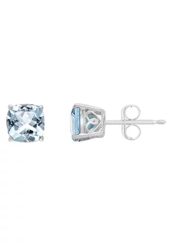 Flash Sale 🌟 Sterling Silver 6mm Cushion Sky Blue Topaz Stud Earrings by Belk & Co. 🤩