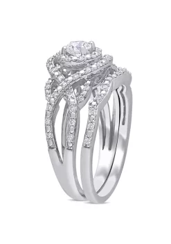 Wholesale 😀 1/2 CT TW Diamond Double Halo Twist Bridal Set in 14k White Gold by Belk & Co. 🥰 -DealsBelk & Co. Store Belk 25190