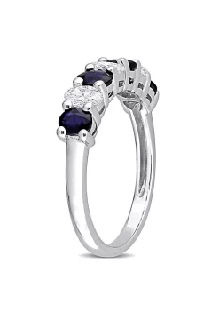Top 10 🎁 4/5 ct. t.g.w. Blue Sapphire and 1/2 ct. t.w. Diamond Semi-Eternity Ring in 14K White Gold by Belk & Co. 🧨 -DealsBelk & Co. Store Belk 25196