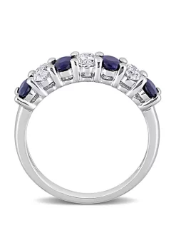 Top 10 🎁 4/5 ct. t.g.w. Blue Sapphire and 1/2 ct. t.w. Diamond Semi-Eternity Ring in 14K White Gold by Belk & Co. 🧨 -DealsBelk & Co. Store Belk 25197