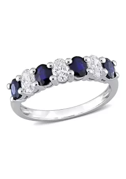Top 10 🎁 4/5 ct. t.g.w. Blue Sapphire and 1/2 ct. t.w. Diamond Semi-Eternity Ring in 14K White Gold by Belk & Co. 🧨 -DealsBelk & Co. Store Belk 25199