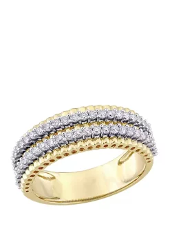 Budget ✔️ 1/2 ct. t.w. Diamond Double Row Eternity Ring in 14K Yellow Gold by Belk & Co. ⌛