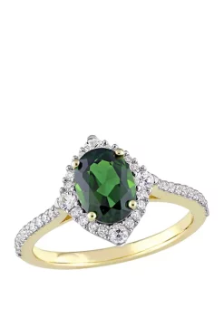 Best Pirce ๐คฉ 1.5 ct. t.w. Chrome Diopside, 1/5 ct. t.w. White Sapphire, and 1/4 ct. t.w. Diamond Vintage Ring in 14K Yellow Gold by Belk & Co. โจ