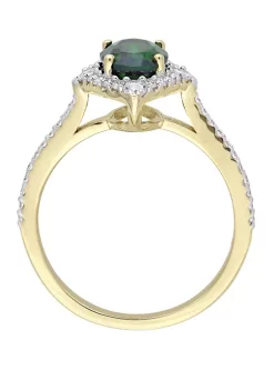 Best Pirce 🤩 1.5 ct. t.w. Chrome Diopside, 1/5 ct. t.w. White Sapphire, and 1/4 ct. t.w. Diamond Vintage Ring in 14K Yellow Gold by Belk & Co. ✨ -DealsBelk & Co. Store Belk 25207