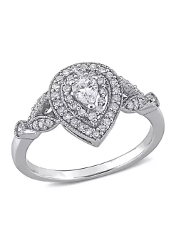 Cheapest 🎉 1/2 ct. t.w. Diamond Pear Halo Engagement Ring in 10k White Gold by Belk & Co. ⌛ -DealsBelk & Co. Store Belk 25219