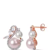 Cheapest ✨ 1.13 ct. t.w. White Topaz, 1/3 ct. t.w. Diamond, and Pink and White Cultured Freshwater Pearl Swan Stud Earrings in 10k Rose Gold by Belk & Co. 🧨