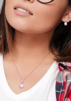 Top 10 ❤️ 1/5 CT TW Diamond and 3/4 CT TGW White Topaz with 9-9.5mm White Freshwater Cultured Pearl Drop Earrings and Pendant Set in 10k Rose Gold by Belk & Co. 👍 -DealsBelk & Co. Store Belk 25228