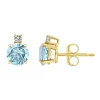 Outlet 😉 14K Gold 5mm Round Aquamarine Diamond Accent Earrings by Belk & Co. ⌛