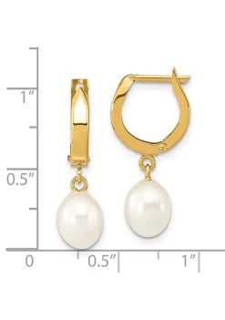 Cheap ⭐ 14K Yellow Gold 6-7mm Rice White Freshwater Cultured Pearl Hoop Dangle Earrings by Belk & Co. 🎁 -DealsBelk & Co. Store Belk 25244