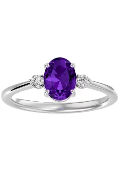 Brand new 🥰 1 1/3cttw Oval Shape Amethyst and Two Diamond Ring In Sterling Silver by Belk & Co. 👍