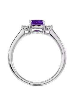 Brand new 🥰 1 1/3cttw Oval Shape Amethyst and Two Diamond Ring In Sterling Silver by Belk & Co. 👍 -DealsBelk & Co. Store Belk 25259