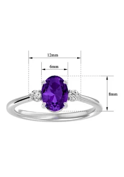 Brand new 🥰 1 1/3cttw Oval Shape Amethyst and Two Diamond Ring In Sterling Silver by Belk & Co. 👍 -DealsBelk & Co. Store Belk 25260