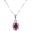 Wholesale 🔥 Sterling Silver 6x4mm Oval Ruby Diamond Accent Halo Pendant Necklace by Belk & Co. 🎁