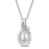 Best deal 🥰 8.5-9mm Freshwater Cultured Pearl and Diamond Accent Drop Pendant with Chain in Sterling Silver by Belk & Co. 🌟