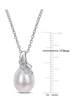 Best deal 🥰 8.5-9mm Freshwater Cultured Pearl and Diamond Accent Drop Pendant with Chain in Sterling Silver by Belk & Co. 🌟 -DealsBelk & Co. Store Belk 25274