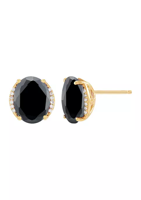 Hot Sale โจ 1/10 ct. t.w. Diamond and Onyx Earrings in 10K Yellow Gold by Belk & Co. ๐ 3 Hot Sale โจ 1/10 ct. t.w. Diamond and Onyx Earrings in 10K Yellow Gold by Belk & Co. ๐ - Image 3