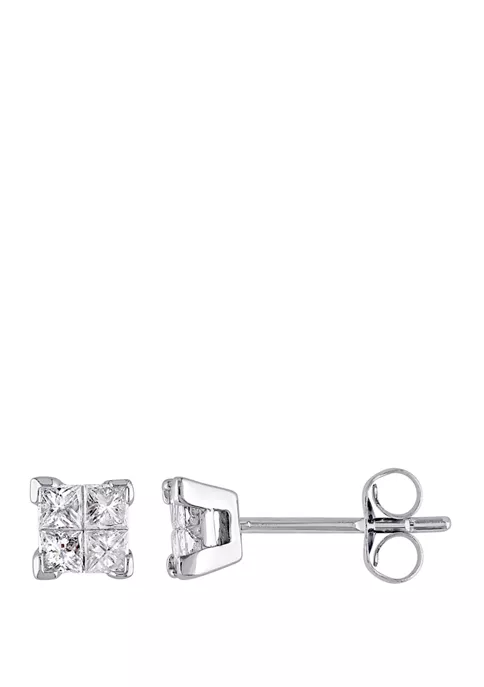 Flash Sale ๐ 1/2 ct. t.w. Princess Cut Diamond Stud Earrings in 10k White Gold by Belk & Co. ๐ 3 Flash Sale ๐ 1/2 ct. t.w. Princess Cut Diamond Stud Earrings in 10k White Gold by Belk & Co. ๐ - Image 3