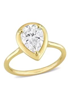 Deals 🔔 Lab Created 2 CT DEW Pear-Shaped Created Moissanite Engagement Ring in 10k Yellow Gold by Belk & Co. 😀