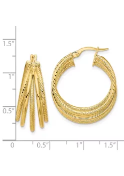 Best Sale 🌟 14K Yellow Gold Polished and Multi Textured Hoop Earrings by Belk & Co. 💯 -DealsBelk & Co. Store Belk 25320