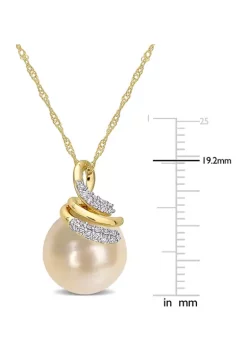 Coupon 🤩 9-10MM South Sea Cultured Pearl and 1/10 CT TW Diamond Swirl Necklace in 14k Yellow Gold by Belk & Co. 🥰 -DealsBelk & Co. Store Belk 25326