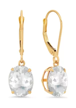 Flash Sale ❤️ 14K Yellow Gold Oval Genuine White Topaz Dangle Earrings by Belk & Co. ⭐