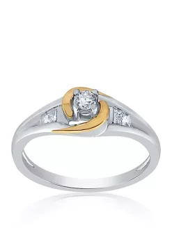 New 👍 1/5 ct. t.w. Diamond Round Ring in Sterling Silver and 10k Yellow Gold by Belk & Co. ❤️ -DealsBelk & Co. Store Belk 25347