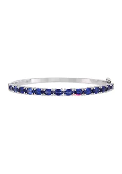 Best Sale ๐ Lab Created 8.25 ct. t.g.w. Oval-Cut Created Blue Sapphire Bangle in Sterling Silver by Belk & Co. ๐คฉ