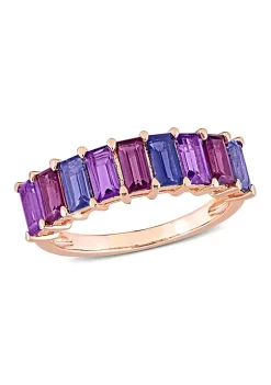 Buy 🔥 Baguette Amethyst-Brazil Rhodolite and Iolite Semi-Eternity Ring in Rose Plated Sterling Silver by Belk & Co. 🎉