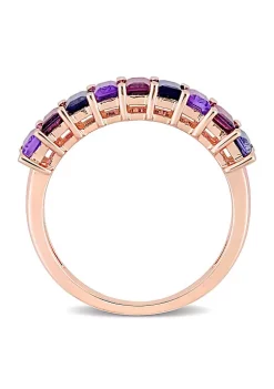 Buy 🔥 Baguette Amethyst-Brazil Rhodolite and Iolite Semi-Eternity Ring in Rose Plated Sterling Silver by Belk & Co. 🎉 -DealsBelk & Co. Store Belk 25375