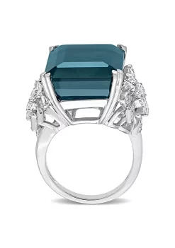 Promo 👍 31 ct. t.g.w. London Blue Topaz and 1.77 ct. t.w. Diamond Cocktail Ring in 14K White Gold by Belk & Co. 🤩 -DealsBelk & Co. Store Belk 25398